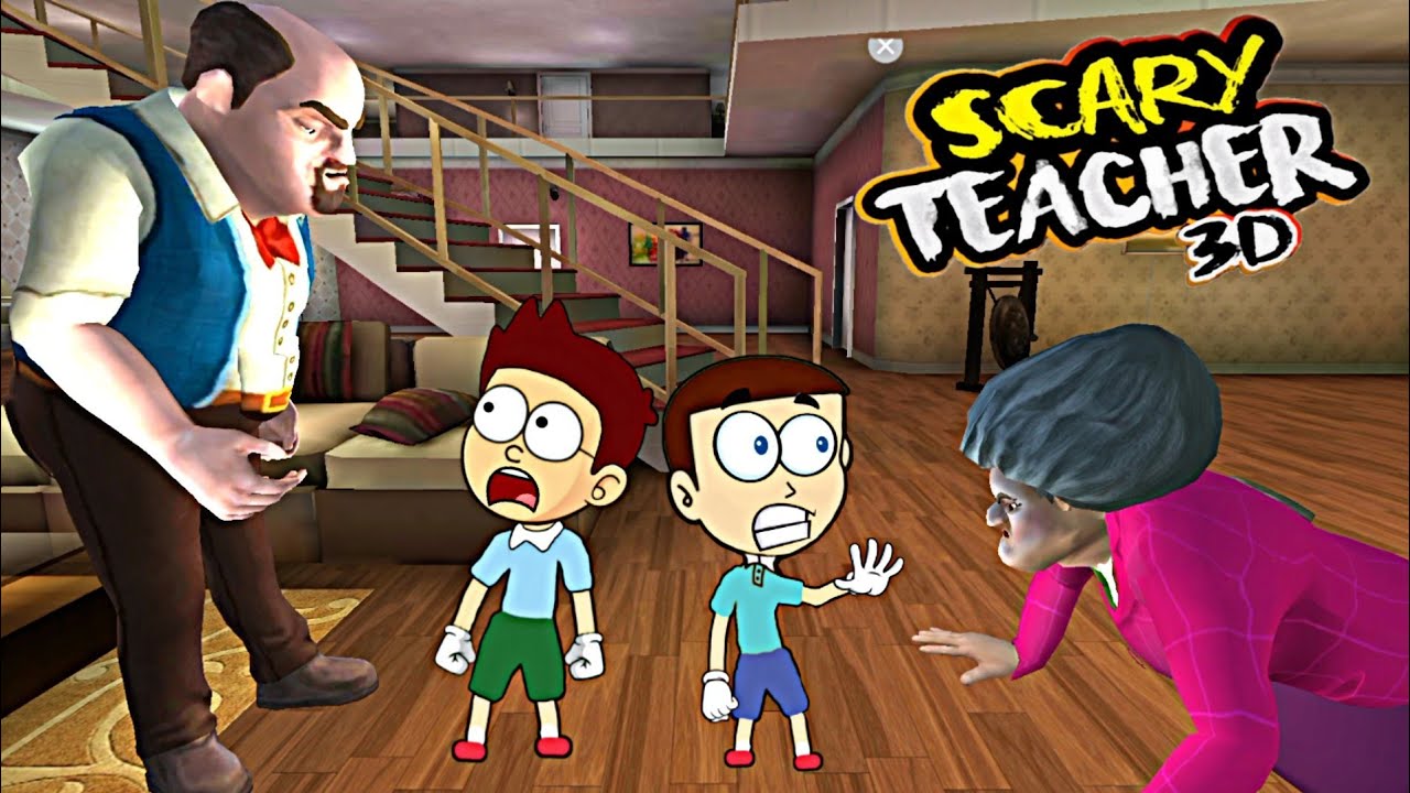 scary teacher 3d game, scary teacher prank, free the cat, shiva and kanzo  gameplay