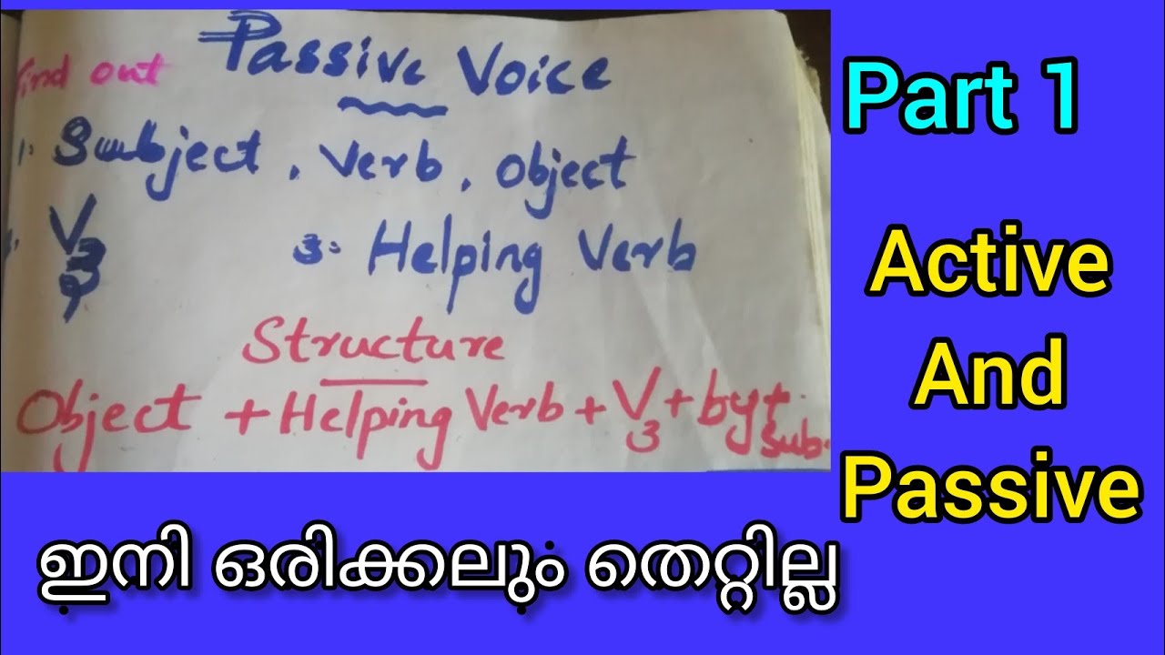 Active and passive voice /part 1/English Grammar/psc exam /Malayalam