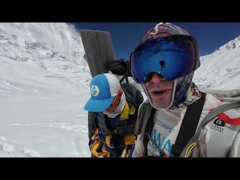 No Ropes or ladder going over crevasse from camp 2 to camp 3. Mt. Everest.