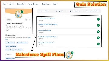 Salesforce Spiff Plans | Salesforce Trailhead | Quiz Solution