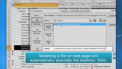 Create hyperlinks in Microsoft Project