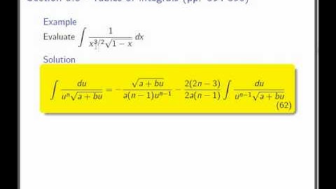 Integration by tables