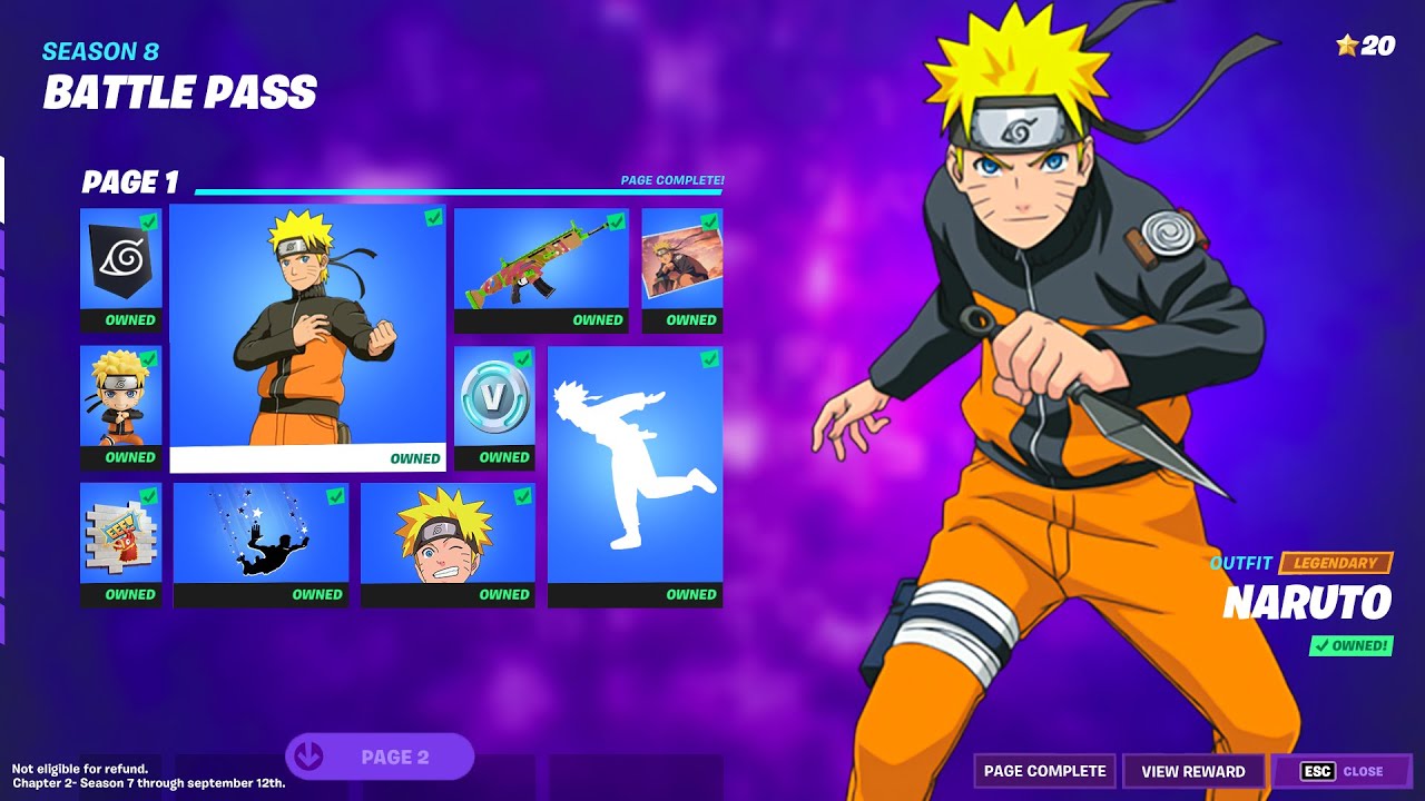 Fortnite x Naruto collab rewards in Chapter 2 Season 8