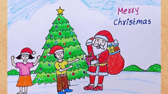 How to draw Santa Claus with gifts