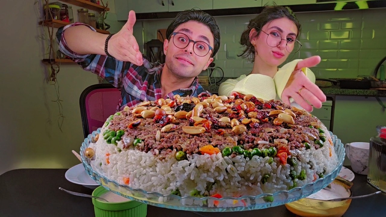 فطور نا الرمضاني / اوزي باللحم المفروم والمكسرات و صوص اللبن الطحينه الخاص