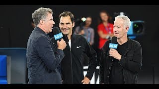 Will Ferrell asked Roger Federer hard hitting questions about his d iet, game and fans at