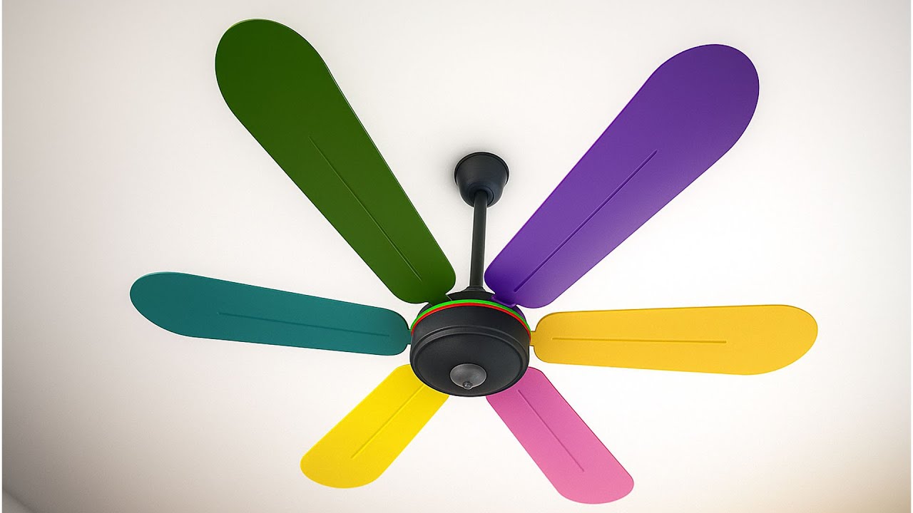 DIY Ceiling Fan With Rainbow Colored Blades, Very Beautiful To Look at!!
