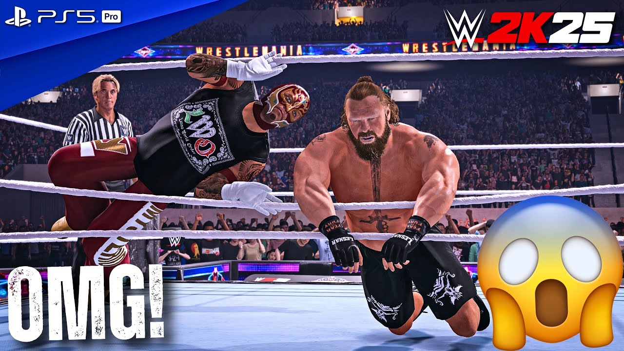 WWE 2K25 — Рей Мистерио против Брока Леснара — полный матч на WrestleMania 41 | PS5 Pro [4K60]