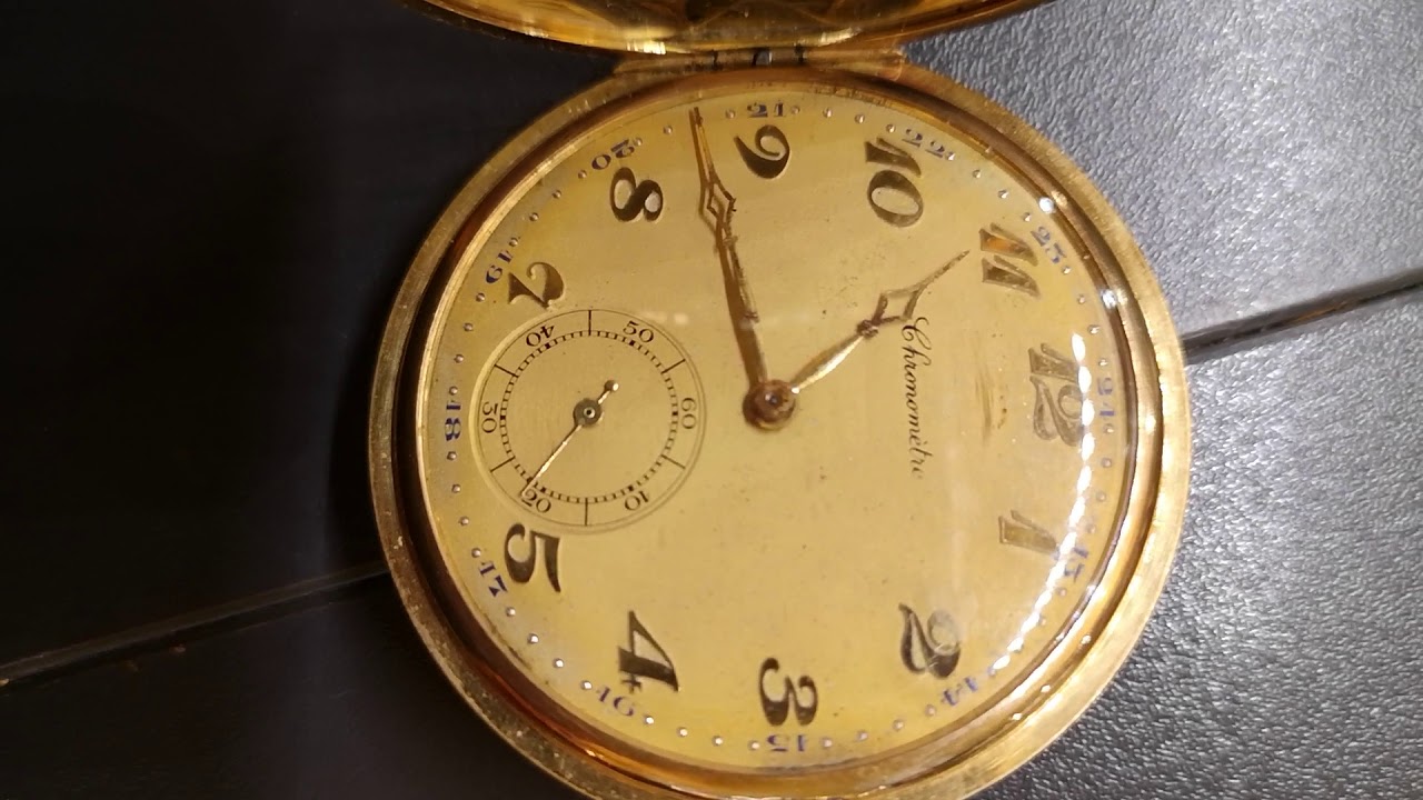 montre gousset chronomètre en or 18 carats 2 - YouTube