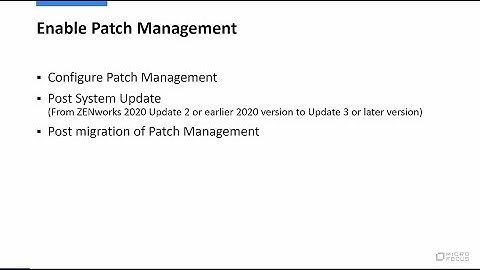 Enable Patch Management (after migration)