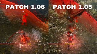 Rivers of Blood Elden Ring Patch 1.06 vs Patch 1.05 | Bleed Buildup of skill Corpse Piler Decreased