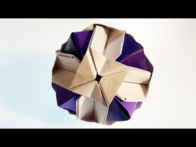 折り紙のくす玉】12枚の折り紙でくす玉を作ってみた。 - YouTube