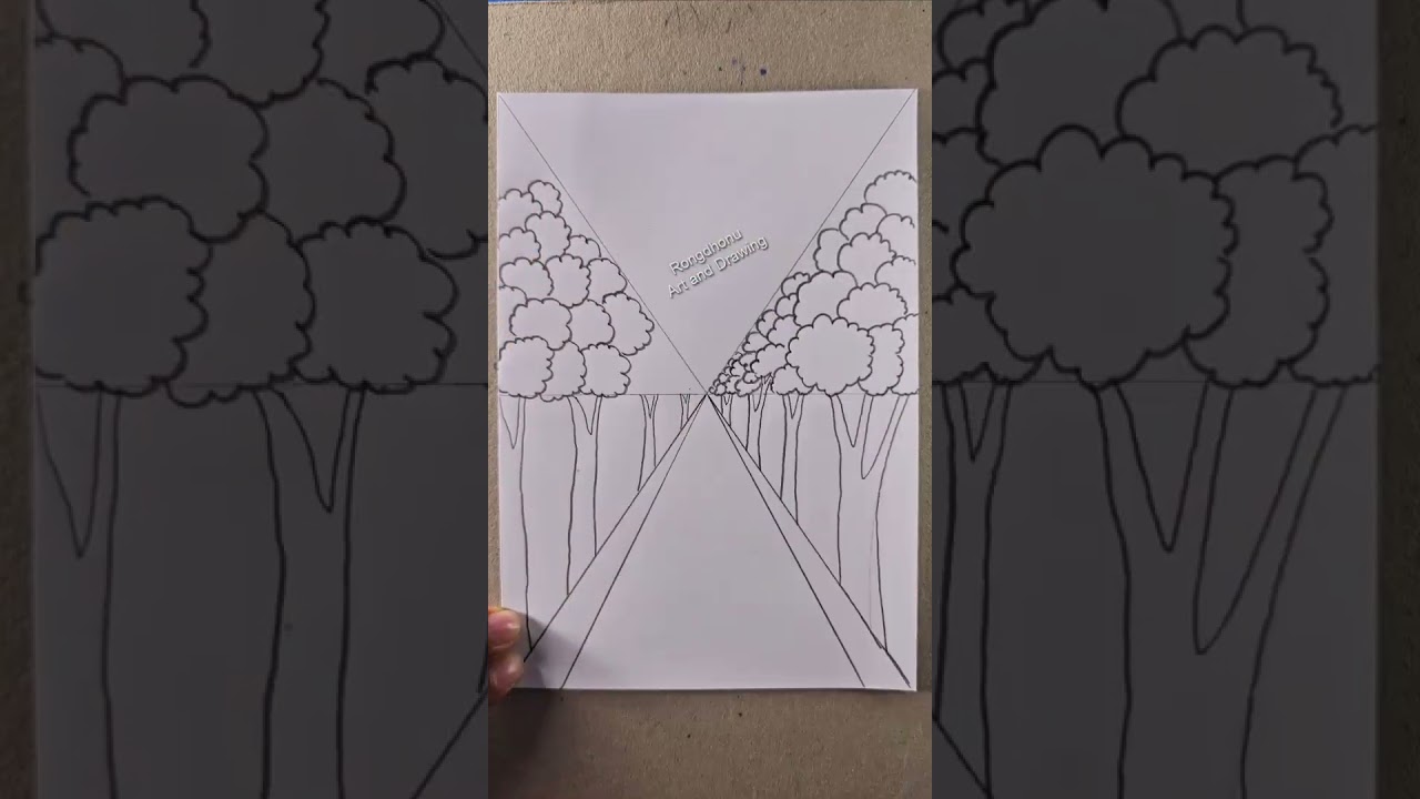 #Line #drawing #perspective #roadside #tree #bestdrawing #creativeart #rongdhonuartanddrawing
