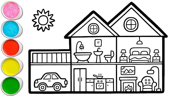 House Cross Section Drawing, Painting and Coloring...