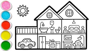 House Cross Section Drawing, Painting and Coloring for Kids, Toddlers | How to Draw, Paint Easy #262