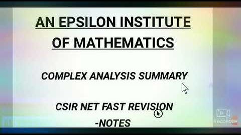 COMPLEX ANALYSIS FAST REVISION CSIR NET NOTES PART 3