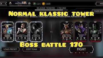 NORMAL KLASSIC TOWER BOSS BATTLE 170 GAMEPLAY + REWARD I MK Mobile