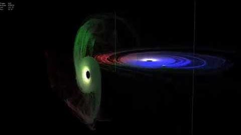 galaxy collision n-body simulation with lighting and z-buffer