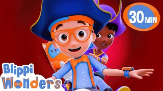 Buried Treasure | Blippi Wonders | Cars, Trucks & Vehicles Cartoon | Moonbug Kids