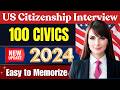 2024 EASY Answer SLOW USCIS Official 100 Civics Questions and Answers US Citizenship Interview 2024