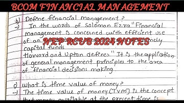 Bcom 5th Sem|| Financial Management Notse 2024|| Nep Rcub #bcom #youtube