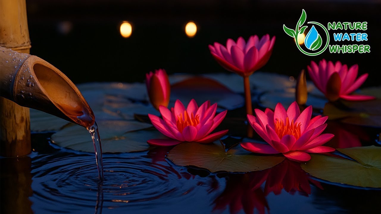 Pink Lotus Pond: Ambient Candlelight & Bamboo Water for Deep Relaxation