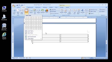Microsoft Word 2007 Inserting a blank table into a document