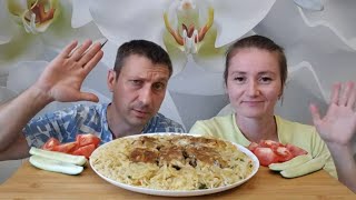 МУКБАНГ ПЕРВЫЕ ОТНОШЕНИЯ  КУРИЦА ПО КАБАРДИНСКИ С ЛАПШОЙ | MUKBANG KABARDIAN CHICKEN AND NOODLES