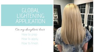 I MADE MY DAUGHTER PLATINUM BLONDE!  I used the global bleach application.
