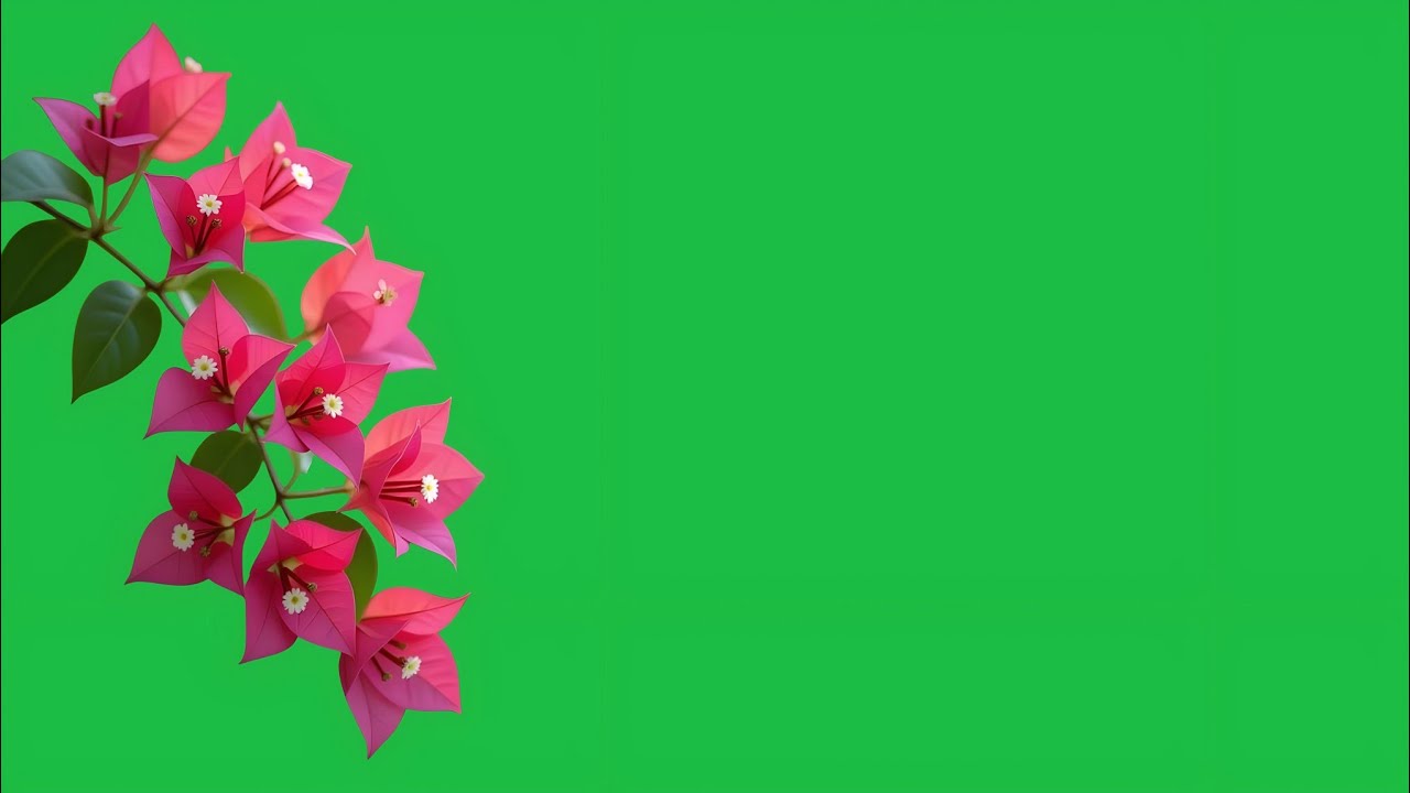 Pink flower branch green screen video | Floral green screen background