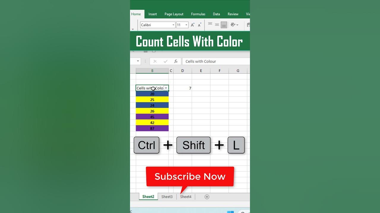 Count cells with specific color in excel excel formula exceltutorial