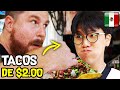 EXTRANJEROS probando TACOS DE $2 PESOS ft. @OPPAS COREANOS 🌮 Comida Barata: Tacos & Tejuino