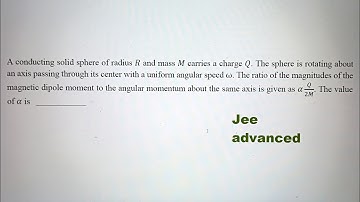 A conducting solid sphere of radius r and mass m carries a charge q. The sphere is rotating about an