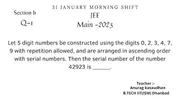 JEE main 2023:- 31 Jan shift-1 Math paper section b(Q 1) solution | #jeemain2023 #projecteducation