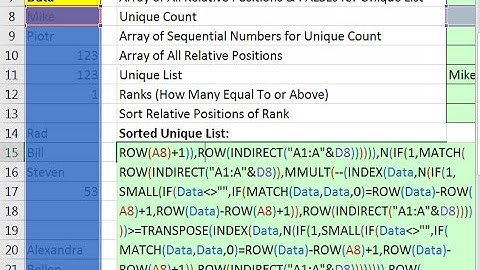 Excel Magic Trick 1313: Array Formula to Create Sorted Unique List in Cell. HUGE Formula. TEXTJOIN.