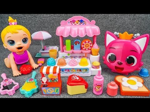 94 Minutes Satisfying with Unboxing Pinkfong with Ice Cream Furniture Play Set Review Toy | ASMR