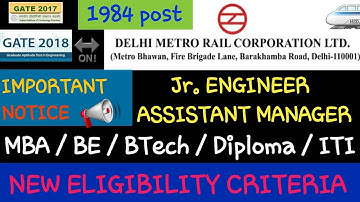 DMRC JR.ENGINEER/ASST. MANAGER ~ 1984 POST : NEW ELIGIBILITY CRITERIA ~ GATE 2018 ~ SYLLABUS of EXAM