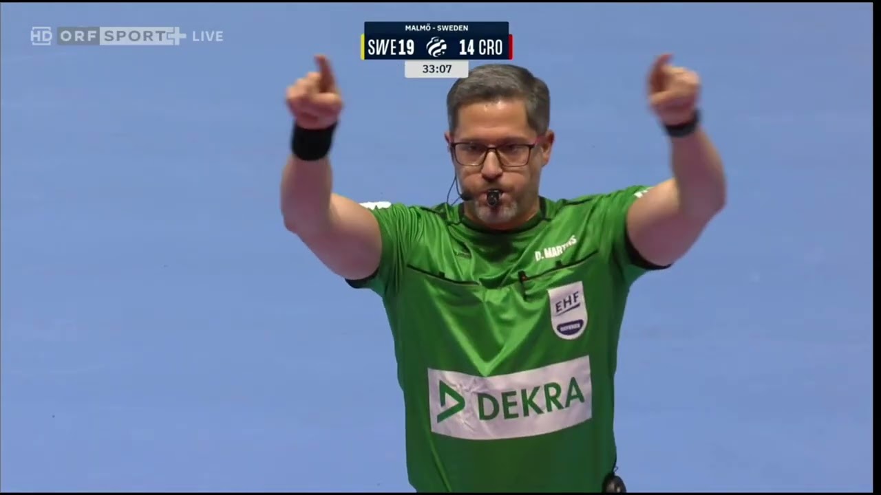 HANDBALL EM 2026  Schweden vs.  Kroatien  INTERESSANTE SCHIEDSRICHTER/DELEGIERTEN ENTSCHEIDUNG