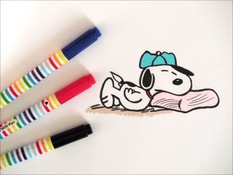うつぶせで寝ているスヌーピーの描き方 スヌーピーキャラクター How To Draw ｓnoopy 그림 Youtube