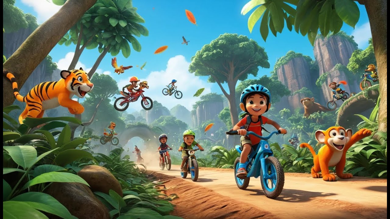 Voroom Voroom! The Jungle Bike Race | Fun Bike Race Song for Kids | Jungle Adventure Nursery Rhyme