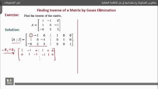 جبر المصفوفات - إيجاد معكوس المصفوفة 3×3 باستخدام طريقة جاوس جوردان للحذف