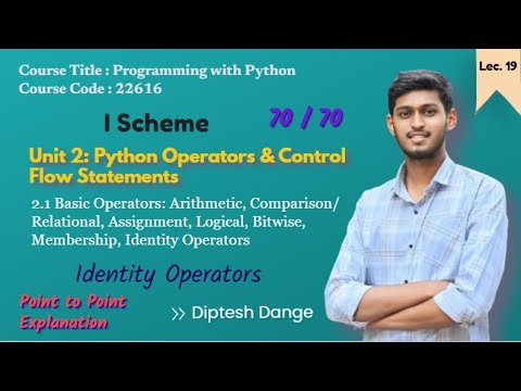 2.1 Basic Operators : Identity Operators | MSBTE | 22616 | Python ...