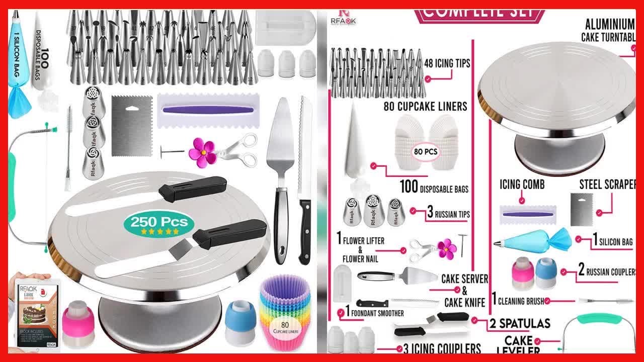 Great product -  RFAQK 250 PCs Aluminum Cake Decorating Tools Kit with 12" Metal Turntable