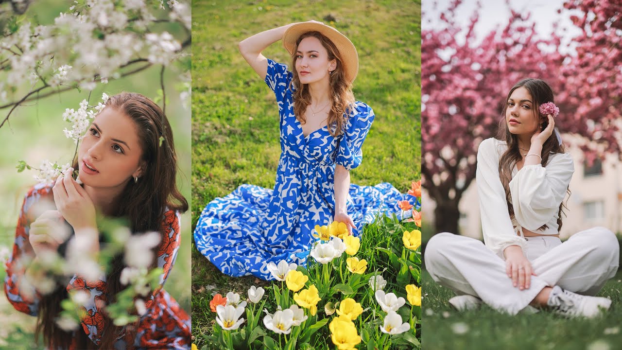 Spring cherry blossom photoshoot girls