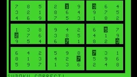 Sudoku 80B from the Sharp MZ-80