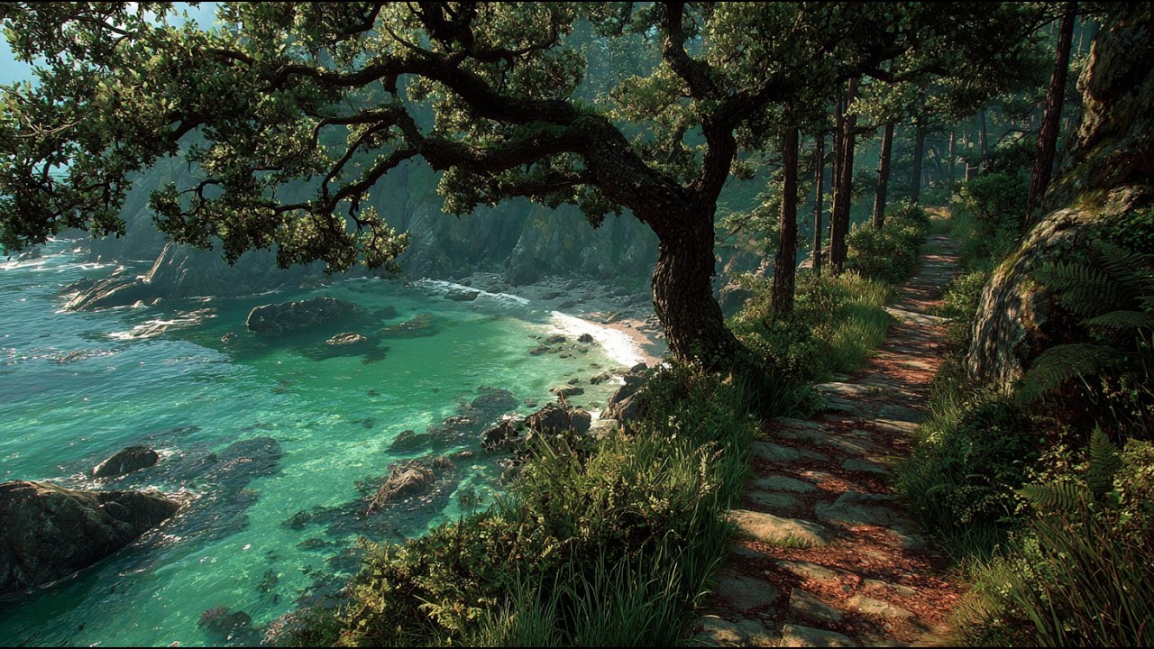 The Emerald Coast of Whispering Pines | Medieval Fantasy Music & Animated Ambience