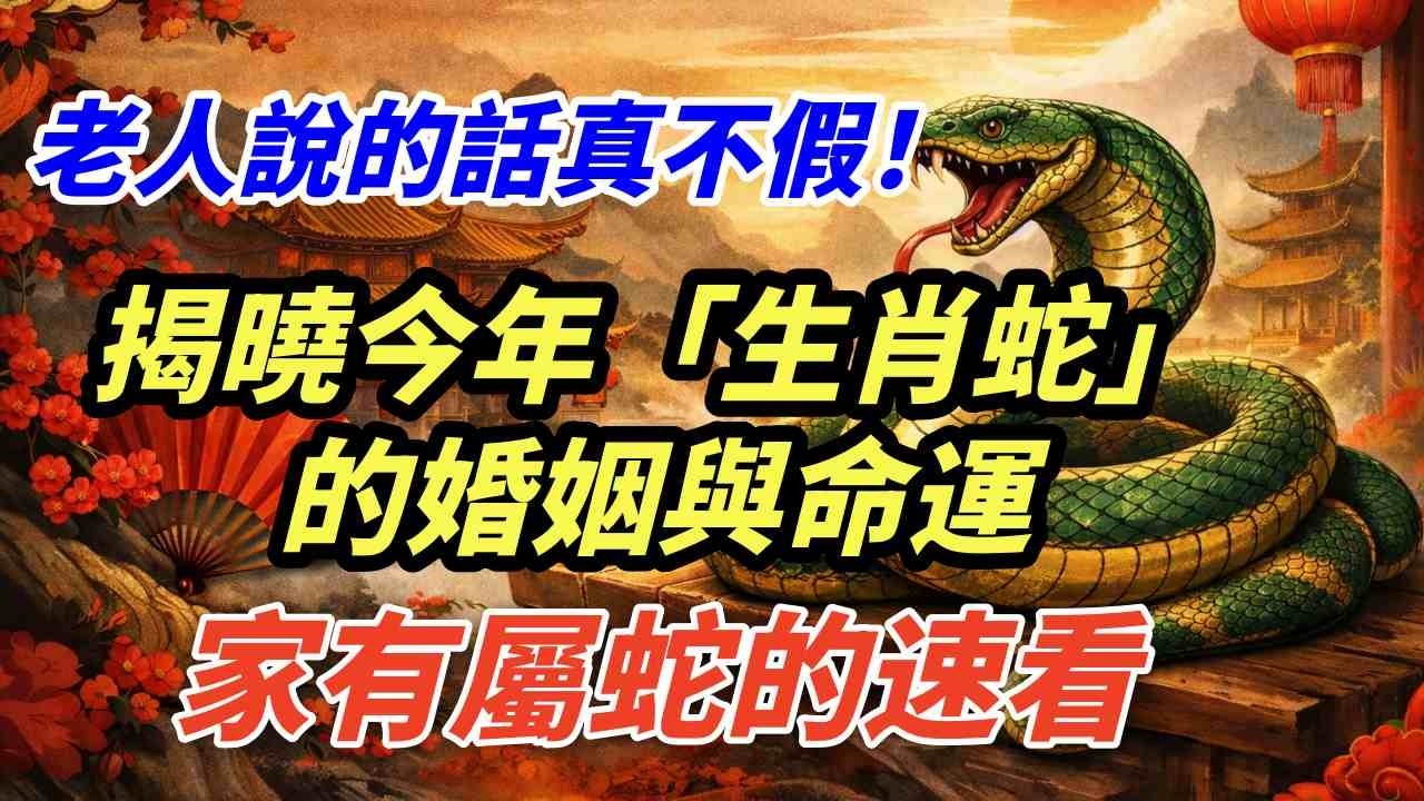 老人說的話真不假！揭曉今年「生肖蛇」的婚姻與命運，家有屬蛇的速看