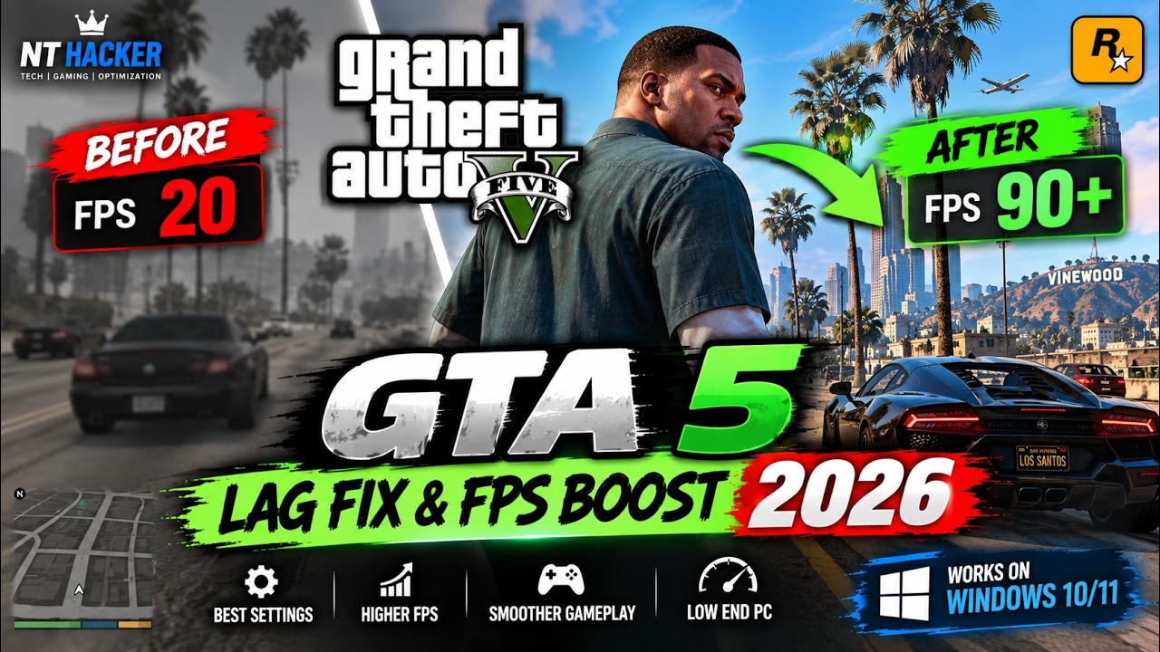 How To Fix GTA 5 Lag On PC And Increase 90+ FPS For Windows 7 8 8 1 10 ...