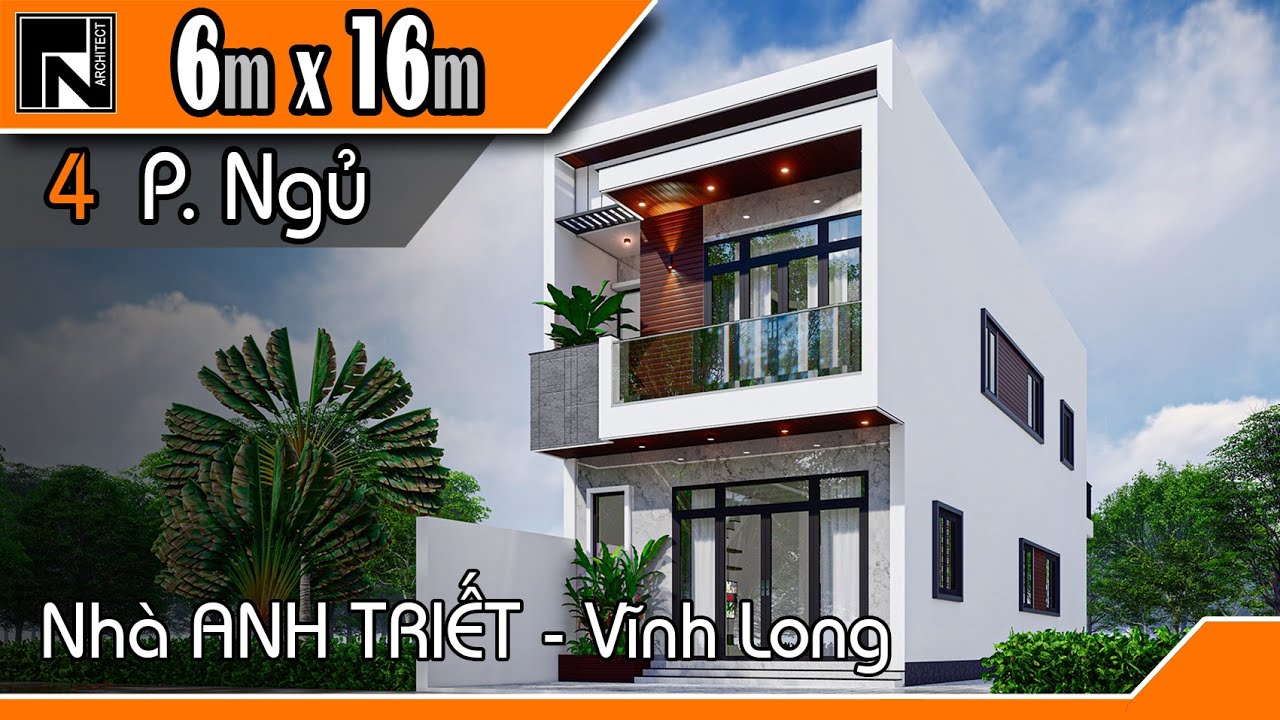 TNK102 - Thiết kế nhà ống 2 tầng đẹp 6x16m cho Anh Triết - Vĩnh ...