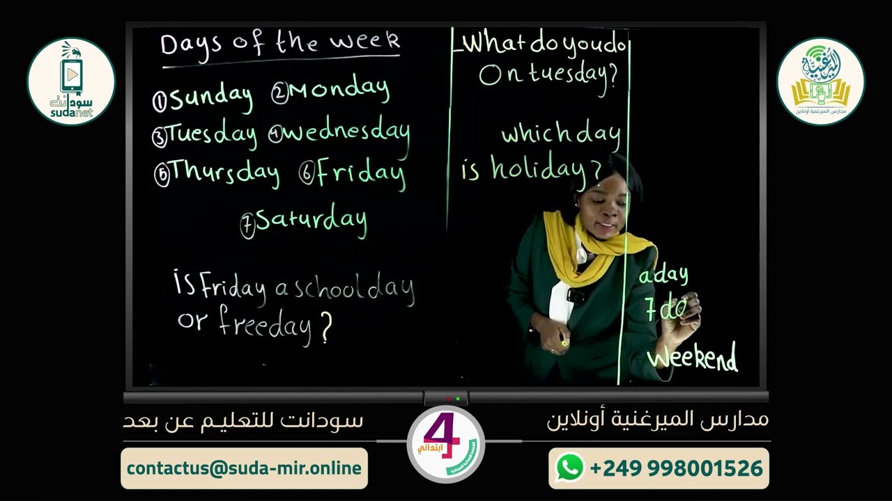 الصف الرابع الابتدائي - لغة انجليزية ح 1 منصة الميرغنية اونلاين بالتعاون مع سودانت للتعليم عن بعد